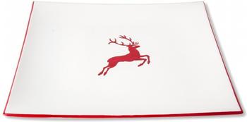 Gmundner Speiseteller 26 x 26 cm Rubinroter Hirsch