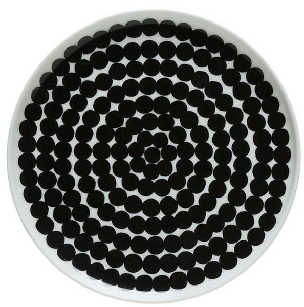 Marimekko Räsymatto Teller (20 cm) schwarz-weiß große Punkte