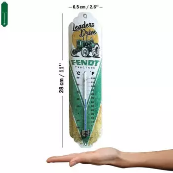 Nostalgic Art Retro Metall-Thermometer Innen/Außen "Fendt Leaders Drive Fendt" 7x28cm (80346)