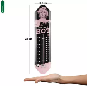 Nostalgic Art Thermometer "Marilyn Monroe - Some Like It Hot" Metall, 7x28cm (80317)