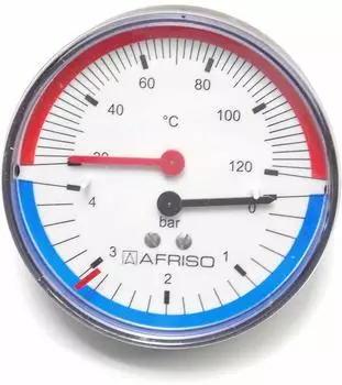 Afriso Thermo-Manometer TM80 0-4bar 20-120&deg;C axial &Oslash;80mm R1/2" (63341)
