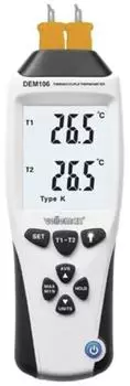 Velleman Thermometer Thermoelement Typ K/J, Doppel-LCD, -200&deg;C bis 1370&deg;C (DEM106)