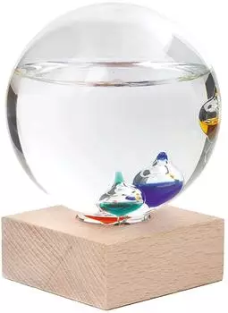 Kikkerland Galileo Thermometer Glas/Holz 12x15,8cm