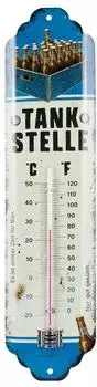 Nostalgic Art Retro-Thermometer "Tankstelle Bier", Metall, 7x28cm
