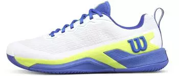 Wilson Rush Pro 4 5 All Court Shoes white/amparo blue/safety yellow