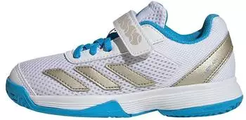 Adidas Courtflash Hook-and-Loop Tennis Shoes Kids cloud white/cyber metallic/lucid aquamarine