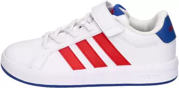 Adidas Grand Court 3.0 Kids Sneaker with Velcro Closure ftwr white/team royal blue/better scarlet