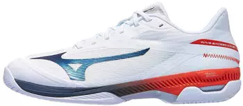 Mizuno Wave Exceed Court white/insignia blue/orange.com
