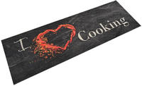 vidaXL K&uuml;chenteppich Waschbar Cooking Schwarz 60x180 cm Samt