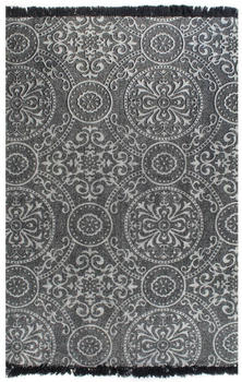 vidaXL Kelim-Teppich Baumwolle 120x180 cm mit Muster Grau (246553)