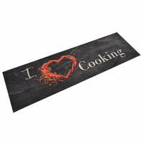 vidaXL K&uuml;chenteppich Waschbar Cooking Schwarz 45x150 cm Samt