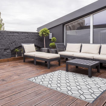 Esschert Design Outdoor-Teppich 180x121 cm Grau/Weiß OC25 (OC25)
