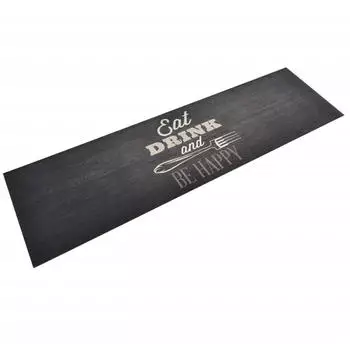 vidaXL K&uuml;chenteppich Waschbar K&uuml;che Schwarz 45x150 cm Samt (136558)