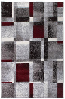 oKuTex oKu-Tex Kurzflorteppich geometrisches Design melierte Optik 60x110 cm grau rot