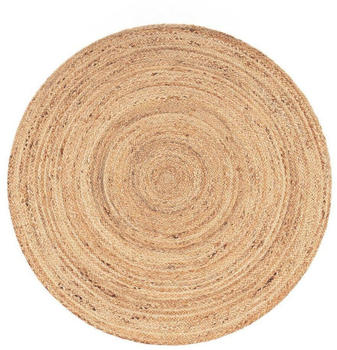 TT Home Wohnzimmer-Teppich Modern Boho Ethno Handgefertigter Ø 80 cm Natur