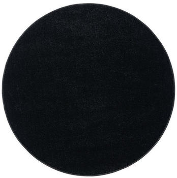 Vimoda Teppich rund Kurzflor Uni für kinderzimmer Rund, Schwarz 120 cm Round