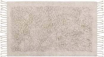 Beliani Teppich Hellbeige Baumwolle 80x150 cm mit Fransen Getuftet Boho Langhaar Hochflor Shaggy