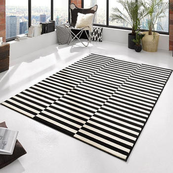 Hanse Home Designer Velours Teppich Panel Schwarz Creme 102408, 80x150 cm