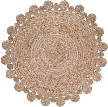Paco Home Teppich Rund Jute Boho Ethno Muster Modern Handgefertigt Naturteppich 80 cm Rund