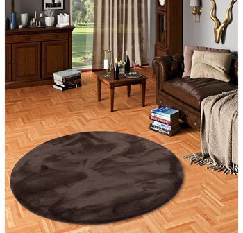 Pergamon. Luxus Super Soft Fellteppich Plush Schoko Rund, 80 cm Rund
