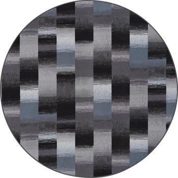 Snapstyle Designer Velour Teppich Mystic Karo Blau Grau Rund, 200 cm Rund