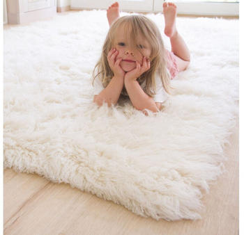 Steffensmeier Flokati 2000 Hochflor Wollteppich Weiß/Beige 55x110 cm
