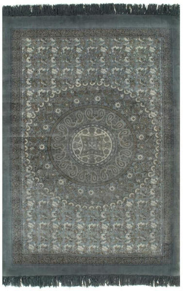 vidaXL Kelim-Teppich Baumwolle 120x180 cm mit Muster Grau (246569)