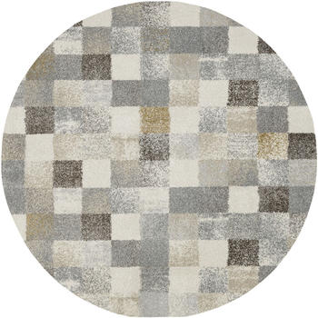 OCI Die Teppichmarke Teppich NEW VILLA SQUARES (240 cm rund) Grau-creme