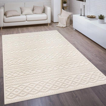 Paco Home Outdoor Teppich Balkon Skandinavisches Boho Uni 80x250 cm