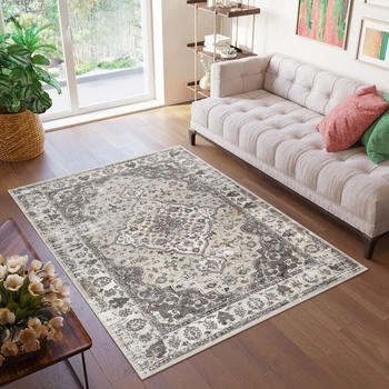 Tapiso Kurzflor Design Klassisch Hellgrau Vintage Meliert Used Effekt 300x400 cm