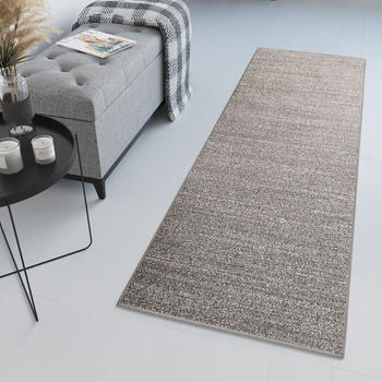 Tapiso Läufer Teppich Brücke Kurzflor Modern Design Meliert Grau Dunkelgrau 90x200 cm