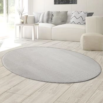 Teppich-Traum Shaggy Teppich weicher Hoch- & Langflor Flokati Badezimmer grau 140x200 cm Oval