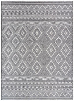 TT Home In-& Outdoor Teppich Boho Rauten Design 300x400 cm grau