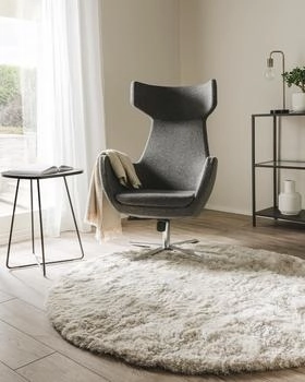 Benuta Hochflor Teppich Whisper Beige 200 cm rund