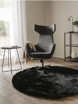 Benuta Hochflor Teppich Whisper Schwarz 80 cm rund