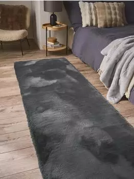 Benuta Kunstfell Teppich Läufer Dave 80x240 cm Anthrazit
