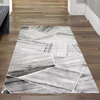 Teppich-Traum Teppich modern Wohnzimmerteppich geometrisches Muster grau creme 60x110 cm