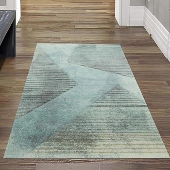Teppich-Traum Modern-Teppich abstraktes Muster gestreift grau blau grün schwarz 80x150 cm