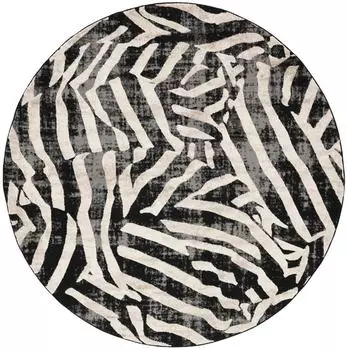 RugVista Nalori Teppich - Schwarz / Beige Ø 240 cm