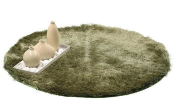 Benuta Hochflor Teppich Whisper Gr&uuml;n 160 cm rund