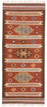 Benuta Handgewebter Kelim Teppich Läufer Zohra 80x200 cm Bunt / Rot