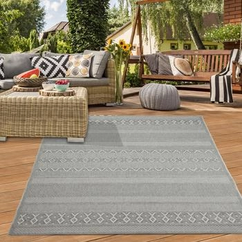 Teppich-Traum In- & Outdoor-Teppich Diamantenmuster gestreift graufarben 160x220 cm
