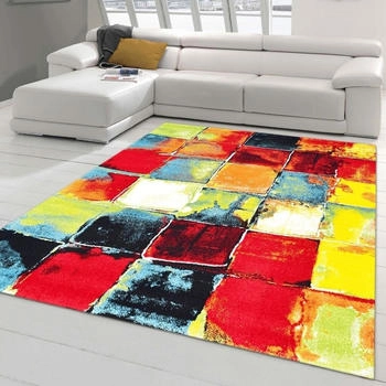 Teppich-Traum Moderner Designer Teppich - bunte Vierecke blau gelb 200x290 cm