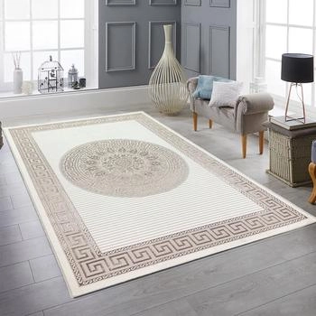 Teppich-Traum Orientalischer Designerteppich mit glänzendem Ornament weiß-beige/bronze 140x200 cm