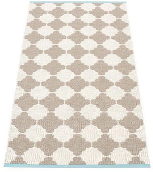 Pappelina Marre Outdoor-Teppich - schlammfarben / vanille mit türkiser Kante 70 x 150cm