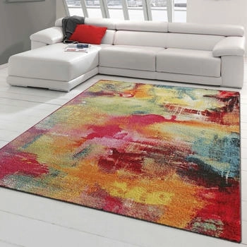 Teppich-Traum Moderner Teppich Leinwand Optik multicolor orange grün 120x170 cm
