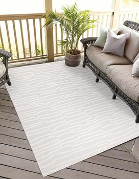 Carpet City Santorini gestreift 150x150cm creme