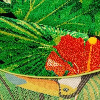 Pergamon. Designer Teppich Faro Tropical Tukan Grün 160cm Rund