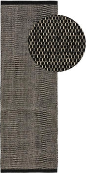 Benuta Wollteppich Rocco Läufer Schwarz 80 x 250 cm