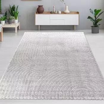 Carpetia Design-Teppich mit minimalistischem Bogenmuster in stilvollem Grau 200x290 cm